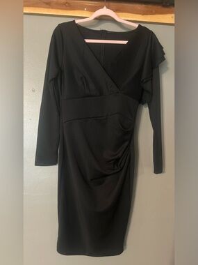NEW Classic Black Long-Sleeve Wrap-Style Women’s Dress Size Large